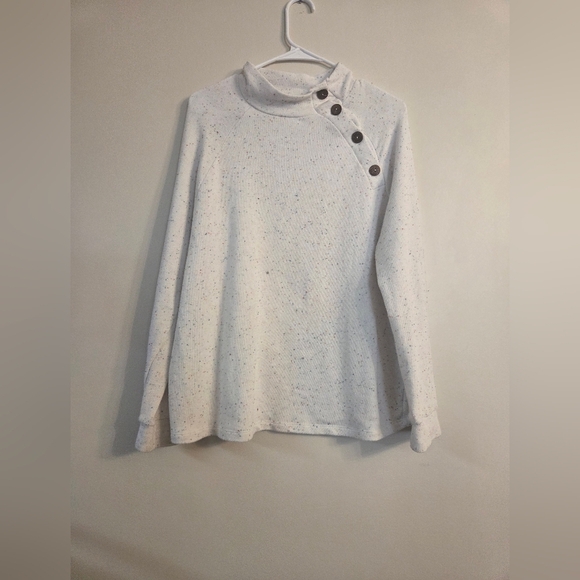 White Speckled Button Sweater By White Birch Size Medium - Picture 1 of 5